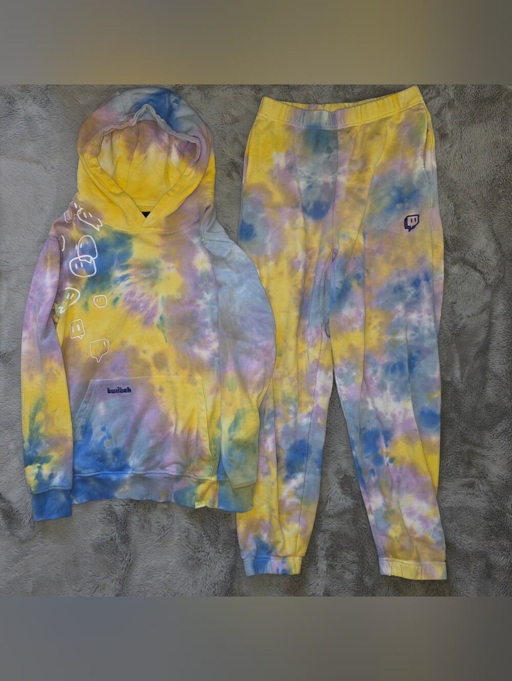 Twitch Tie-Dye Hoodie & Joggers Set - Yellow, Blue & Purple